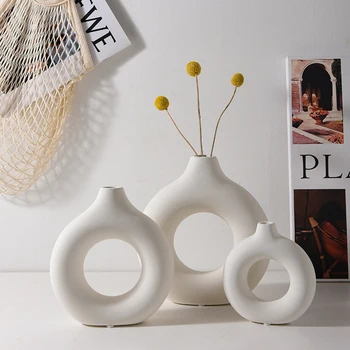Vaso di fiori bianco nordico progettato vaso di piante in plastica bottiglia di boccioli di fiori composizione floreale bottiglia di esposizione arredamento del soggiorno 1