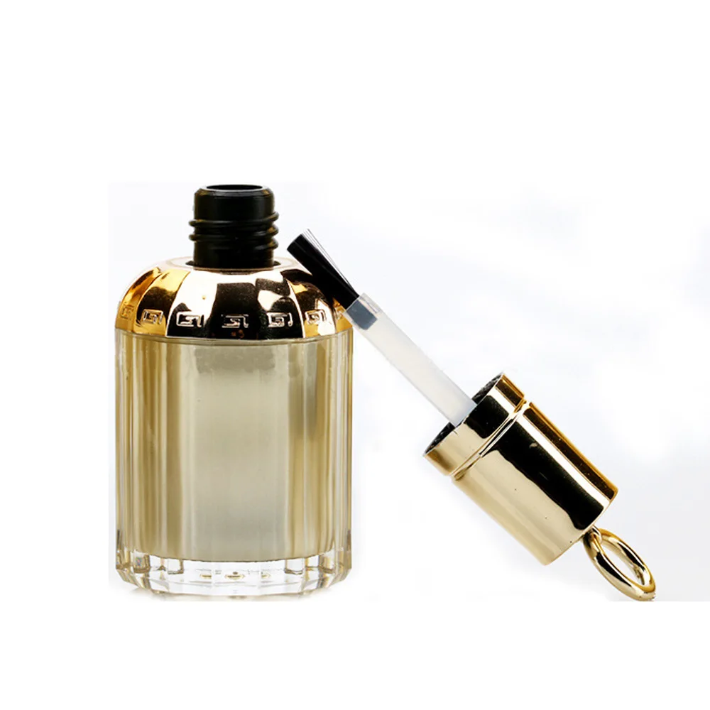 10ml capacity birdcage shape gold color acrylic material nail polish bottle with brush and cap