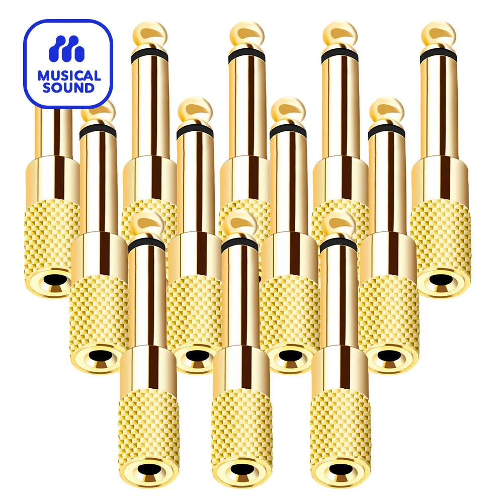 12 Pz/Lotto Ts 1/4 "6.35Mm Maschio A 3.5Mm Femmina Spina Audio Stereo Auricolare Adattatore A Vite Connettore 2 Poli Microfono Auricolare