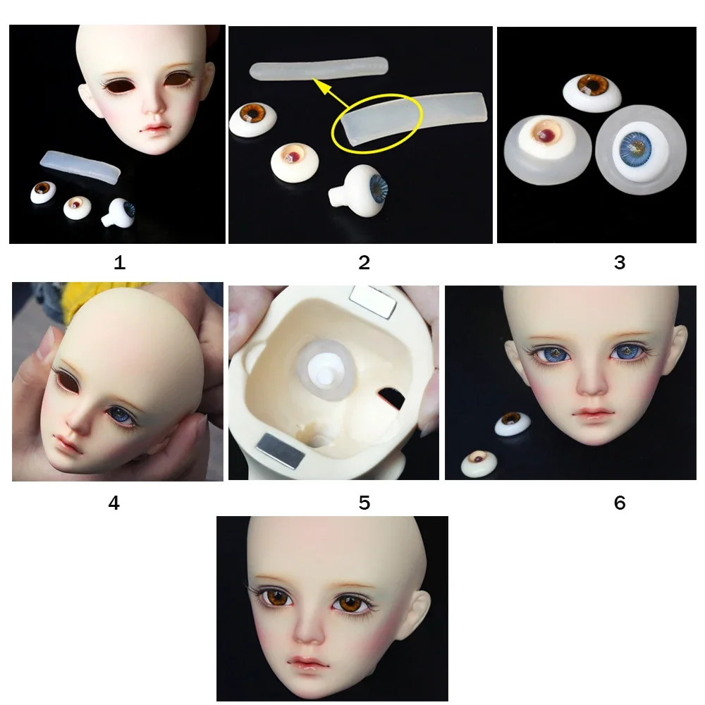 1 paio di bulbi oculari rotanti per bambole con ciglia simulazione di occhi di bambola fai da te bambola con bulbo oculare attivo Eyechips accessori per occhi di bambola  26