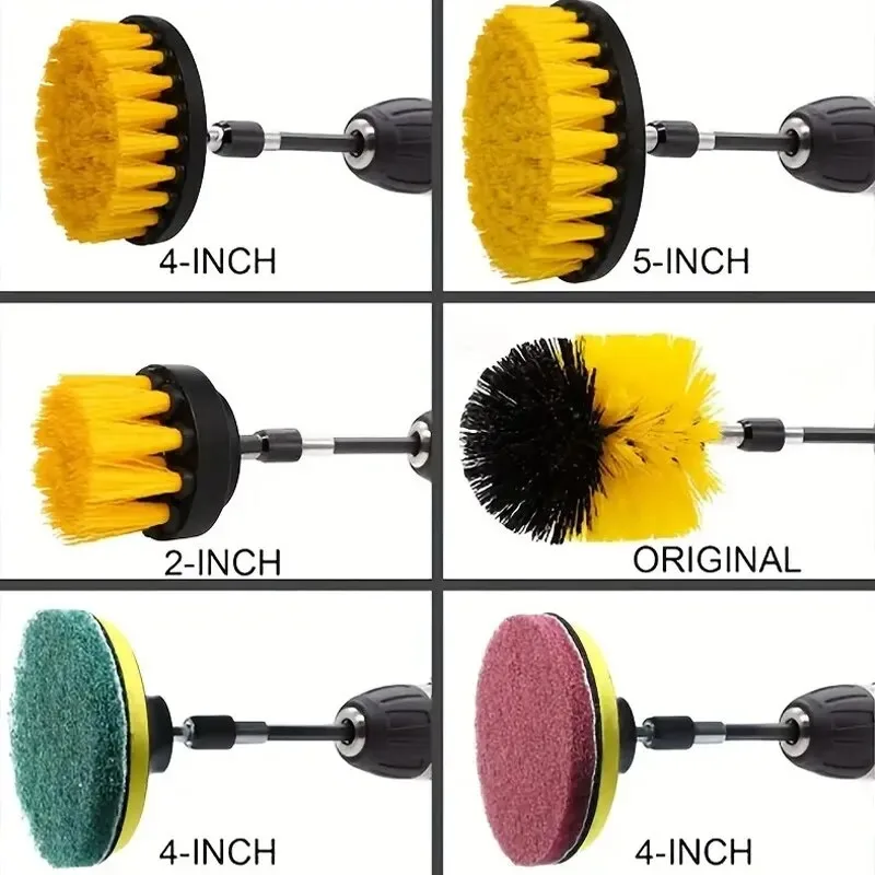 12pcs Electric Drill Brush Head Cleaning Household Universal Tools Floor Tile Polishing Kitchen Bathroom Car Wash Descaling Set 5