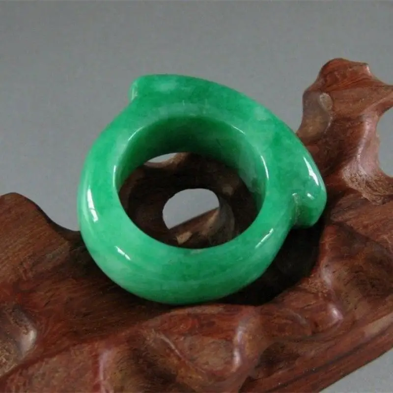 

Genuine Chinese Natural Green Jade Jewelry Ring 8#9#