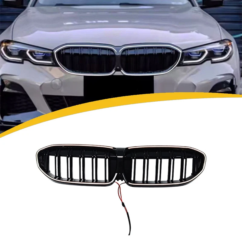 BMW G20 3 시리즈 320i 325i 330i M340i 2019 2020 2021 2022용 LED 포함 프론트 범퍼 그릴, 프론트 레이싱 그릴 바디 키트 튜닝