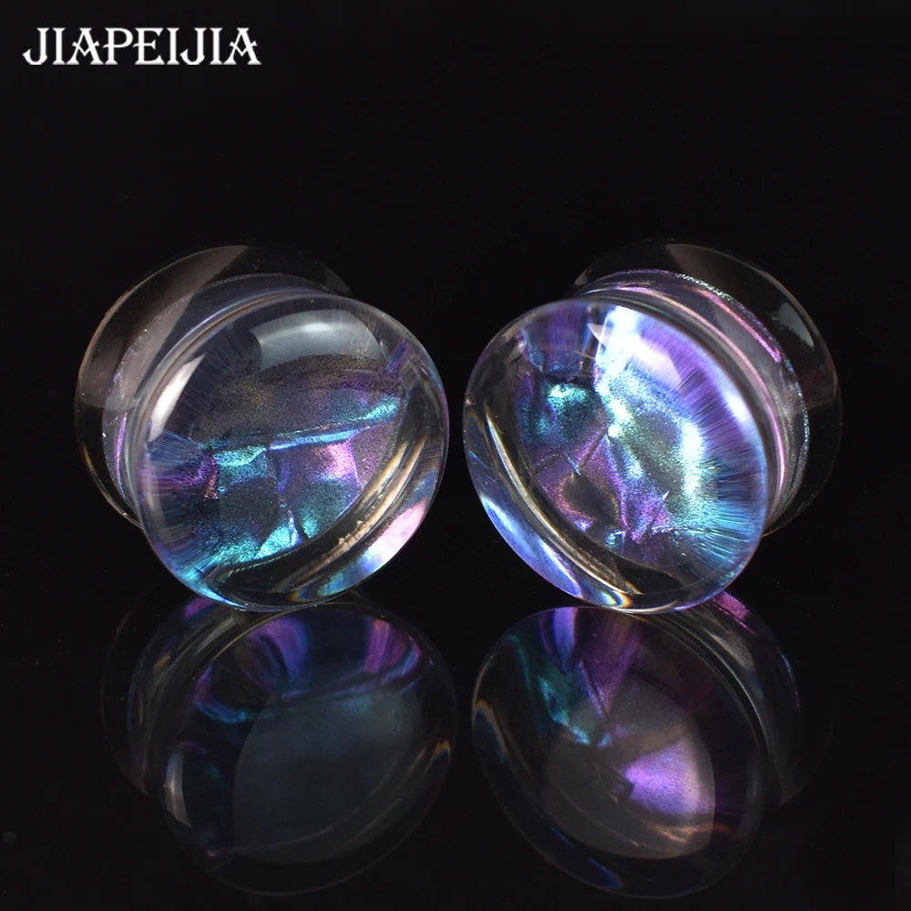 2pcs 6-50mm 여러 가지 빛깔의 귀 게이지 터널 더블 플레어 플러그 귀 들장미 확장기 바디 피어 싱 쥬얼리 여성 남성을위한