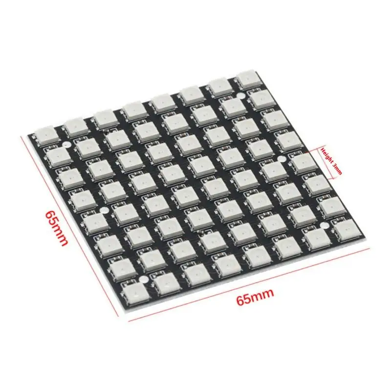 1개 내장형 풀컬러 드라이버 컬러 라이트 개발 보드 WS2812 LED 5050 RGB 8x8 64비트 LED 매트릭스 모듈 아두이노용