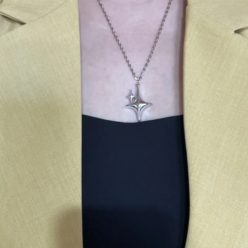 WEB限定お買い得商品の新着アイテム Star Minimalist Cross Men's Necklace Pendant Steel Stainless アクセサリー