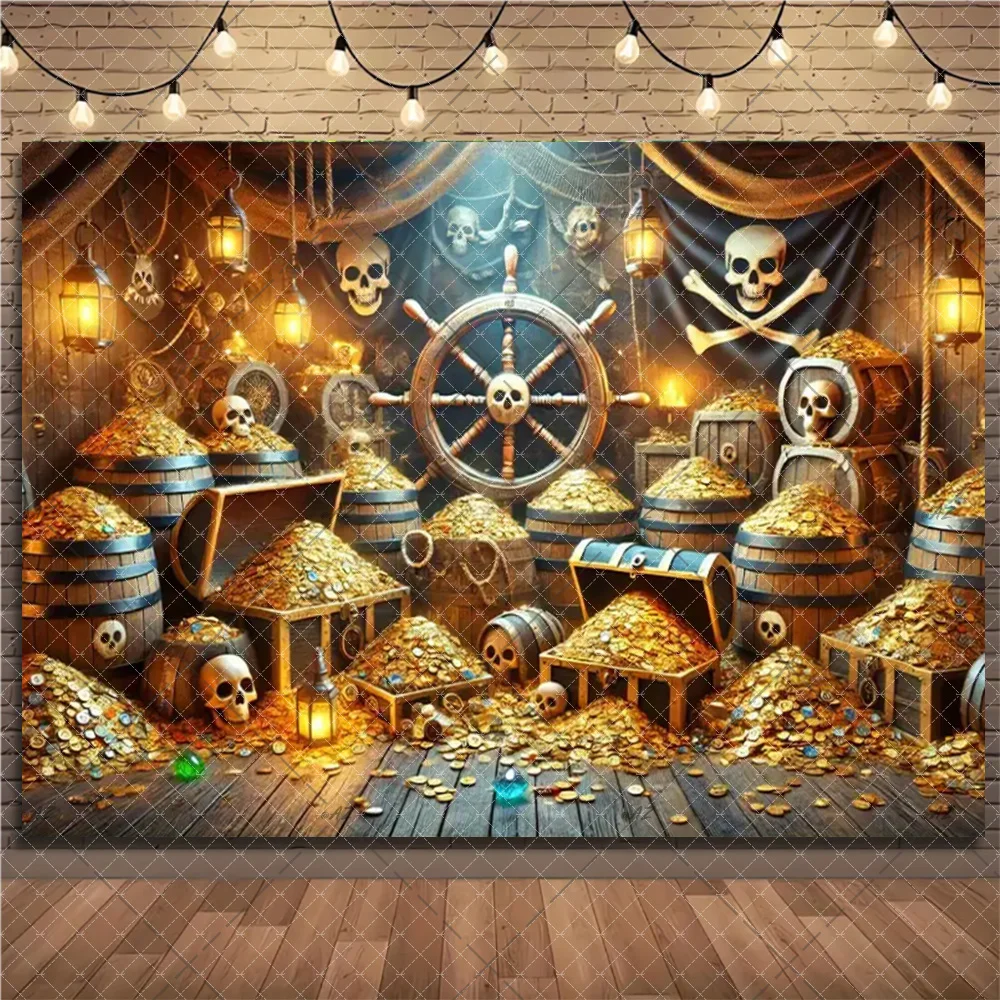 Retro Piraten Thema Hintergrund Schatz Zimmer Skelett Gothic Stil Fotografie Hintergrund Geburtstag Party Dekorationen Zimmer Hängen – Detail 11