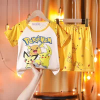 Ensemble pyjama d'été fin à manches courtes pour enfants, pour garçons et filles, adapté aux enfants moyens et plus âgés, idéal pour les vêtements de maison 5