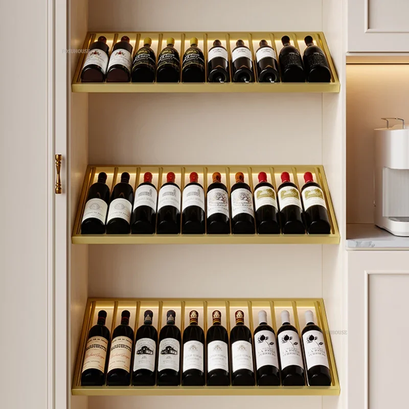 Light Luxury Iron Wine Racks High-end Bar Cabinet Red Wine Oblique Shelf Home Bottle Dsecorative Display Racks C