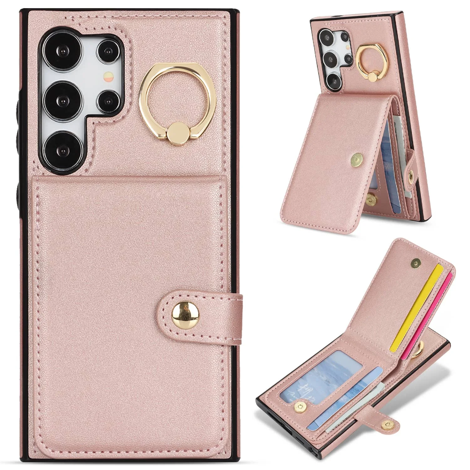 für Samsung Galaxy S26/S25/S24/S23/S22 Ultra/S23 FE/Note 20 Ultra: Handyhülle mit Kartenfach, Flip-Folio-Buch-Design, PU-Leder-Cover.