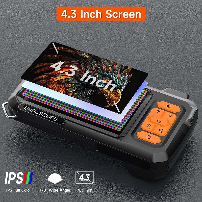 단일 듀얼 내시경 카메라 HD1080P 8MM 2M-100M 케이블 4.3 ''IPS 스크린 파이프 검사 내시경 자동차 수리 방수 8LED