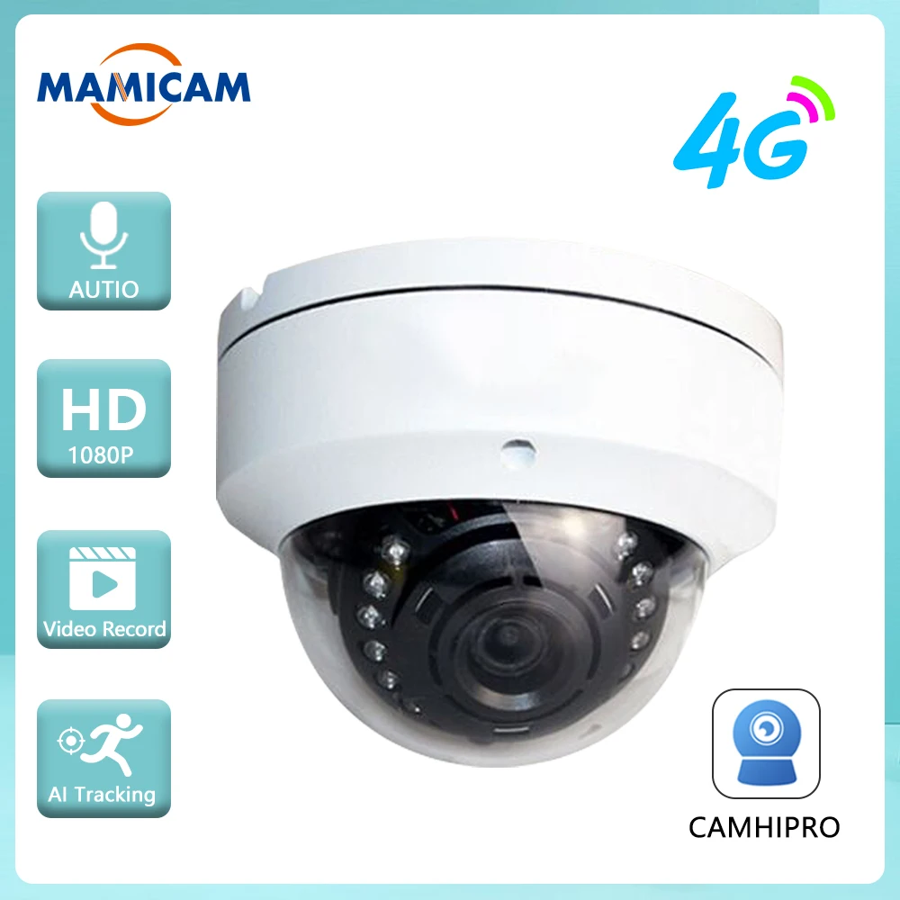 4G Sim Card Security IP Camera 1080P HD Outdoor Vandal-proof Waterproof CCTV Video Surveillance Cameras Night Vision Camhi