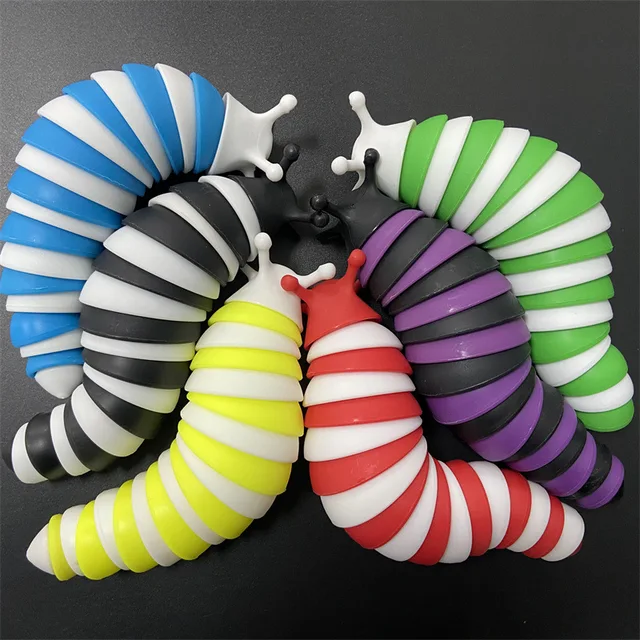 2022 NEW 3D Slug Fidget Toy Hot Fidget Slug Toy Articulated Flexible Relief Anti-Anxiety Slug Sensory Toys for Children Aldult 3