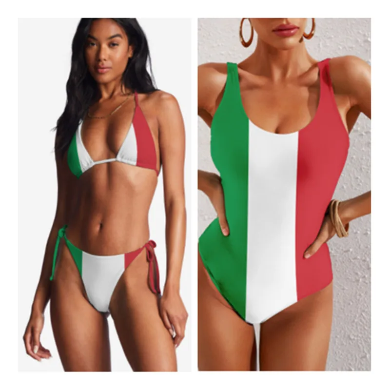 2 Styles Woman Girl Italy Flag Charm Swimsuit Sexy Bikini Swimwear Bikini Set Fashion Bathing Suit