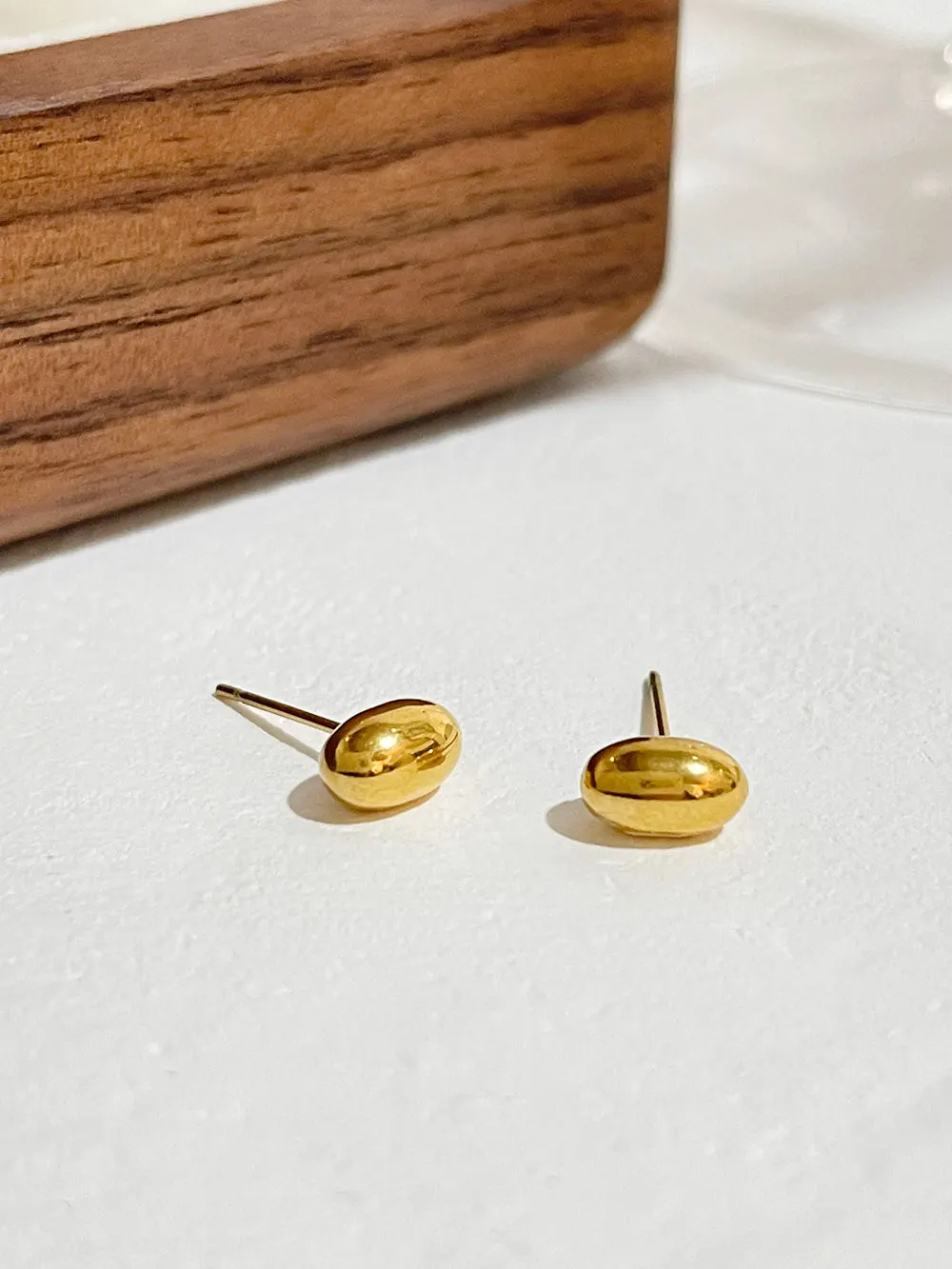 GHIDBK Minimal Two Tone Silver Gold Plated Ear Jacket Earrings Female Double Dot Earring Stainless Steel Tarnish Free Jewelry