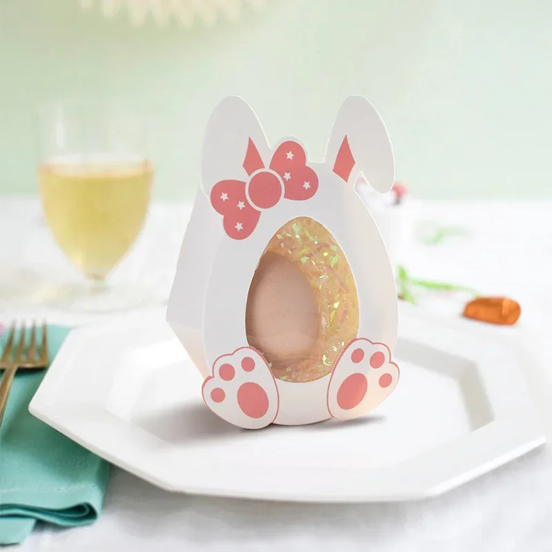 10Pcs 2024 Easter Gift Box Cute Rabbit Eggs Candy Snack DIY Packaging Boxes Happy Easter Decoration Party Favors Supplies