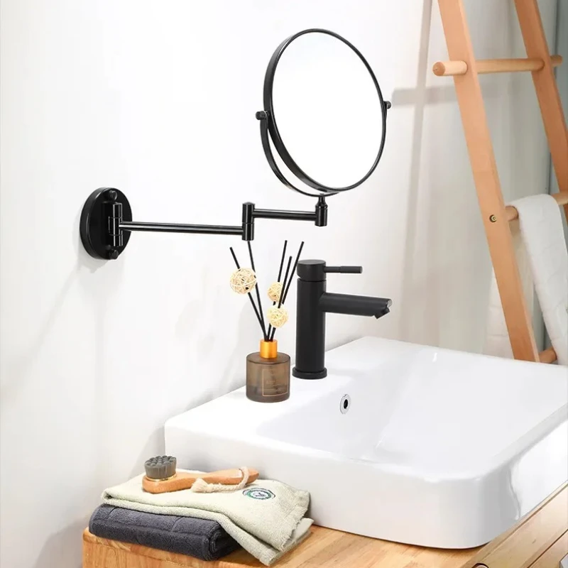 Dressing Mirror ติดผนัง 8 นิ้วแว่นขยายสองด้านกระจกอลูมิเนียมสีดําแต่งหน้ากระจกเครื่องสําอาง Lady ของขวัญ 1