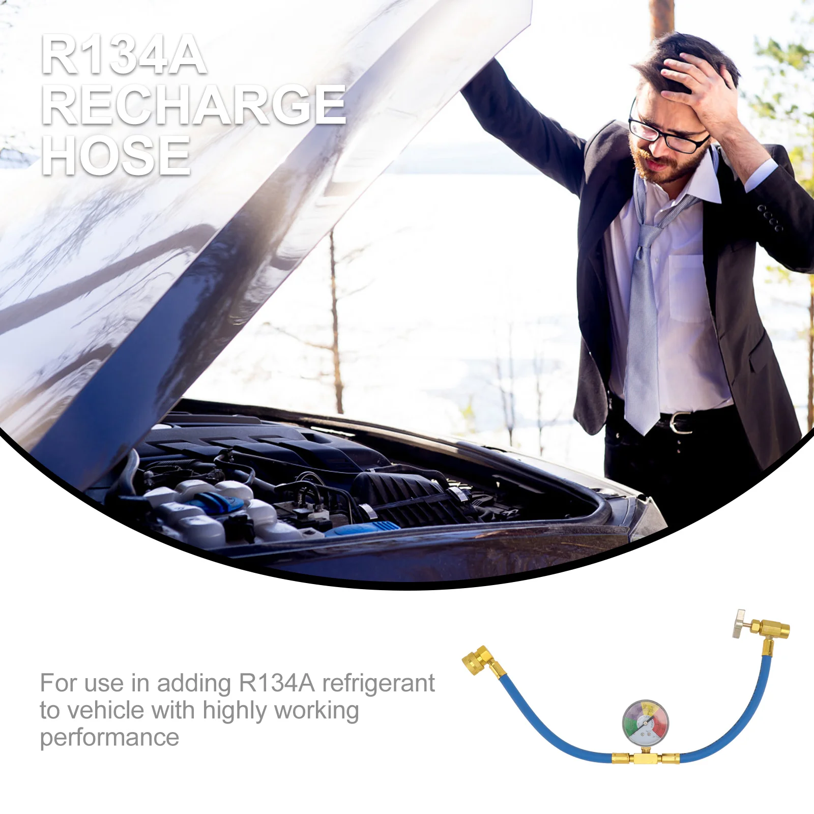 R134A Air Conditioning Refrigerant Charging Hose with Gauge for Car R134A Automobile Air Conditioning Automotive R404a air conditioning hose kit air conditioning hose