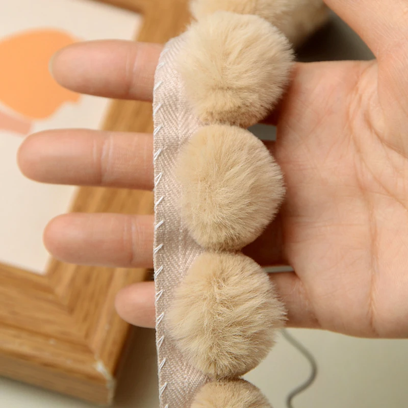 Faux Fur Ball Shape Fur Ribbon Crafts Sewing Trimming DIY Costume Edge Ribbon Furry Fluffy Sewing Craft Scarf Collar Tapes 1M