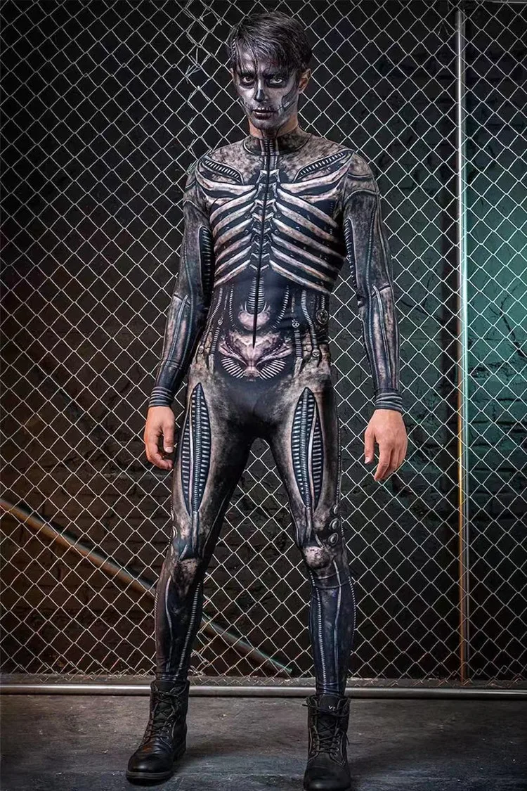 2022 3D Printing Halloween Skeleton Long Sleeve Cosplay Costume Bodysuit  Men's Bodysuit Zentai Fitness Outfit Clothing Adult - AliExpress