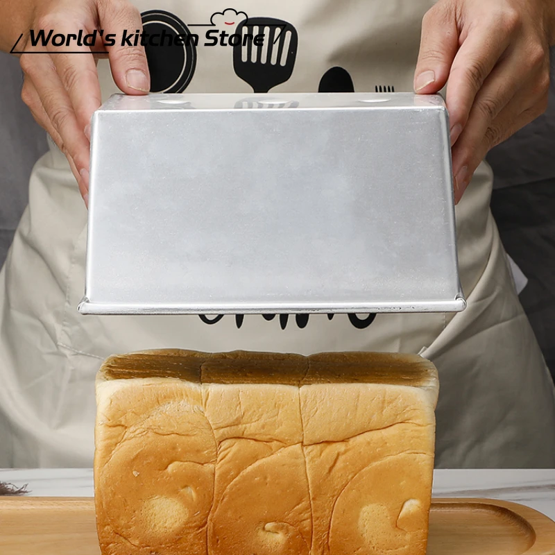 250g/450g/600g/750g/900g/1000g Aluminum alloy black non-stick coating Toast boxes Bread Loaf Pan cake mold baking tool with lid cake mold baking pan baking pan tray bread mold bread baking pan