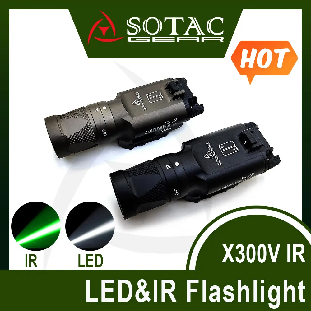 

Tactical X300V IR Scout Light White LED Light And IR Infrared Output Fit 20mm Rail Weapon Hunting Flashlight SOTAC GEAR