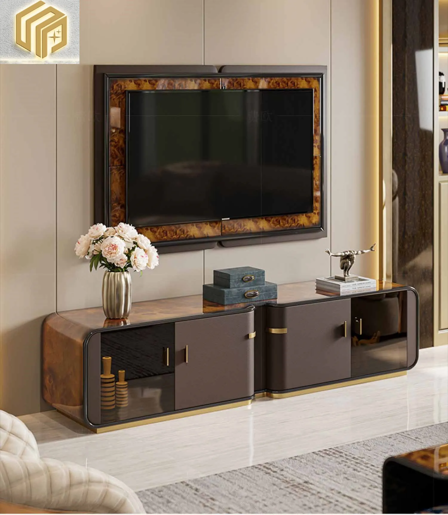 

Роскошный ТВ-шкаф светильник, большая гостиная, спальня, итальянский высококачественный кожаный напольный шкаф, кофейный столик, комбинированный шкаф
