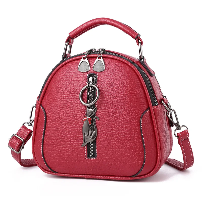 

New Fashion Trend Ladies Hand-held Small Round Bag Girl Cute Pendant Soft Belt Zipper Shoulder Bag Messenger Bags