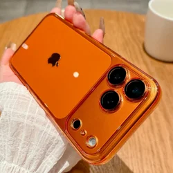 Luxury Clear PC Cover with Camera Lens Protector Film - iPhone 17 Pro (Orange)