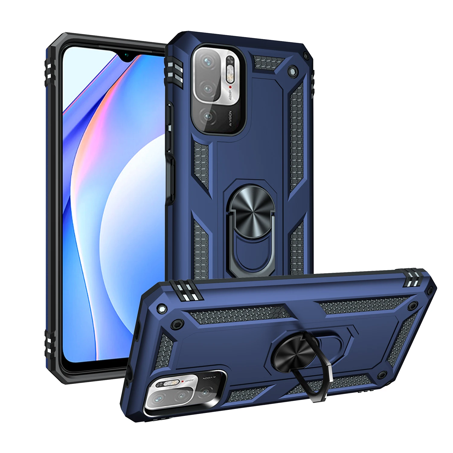 Phone Case POCO M3 Pro Armor Rugged Military Shockproof Magnet Holder Ring Case Cover for Xiaomi POCO M3 Pro 5G NFC 4