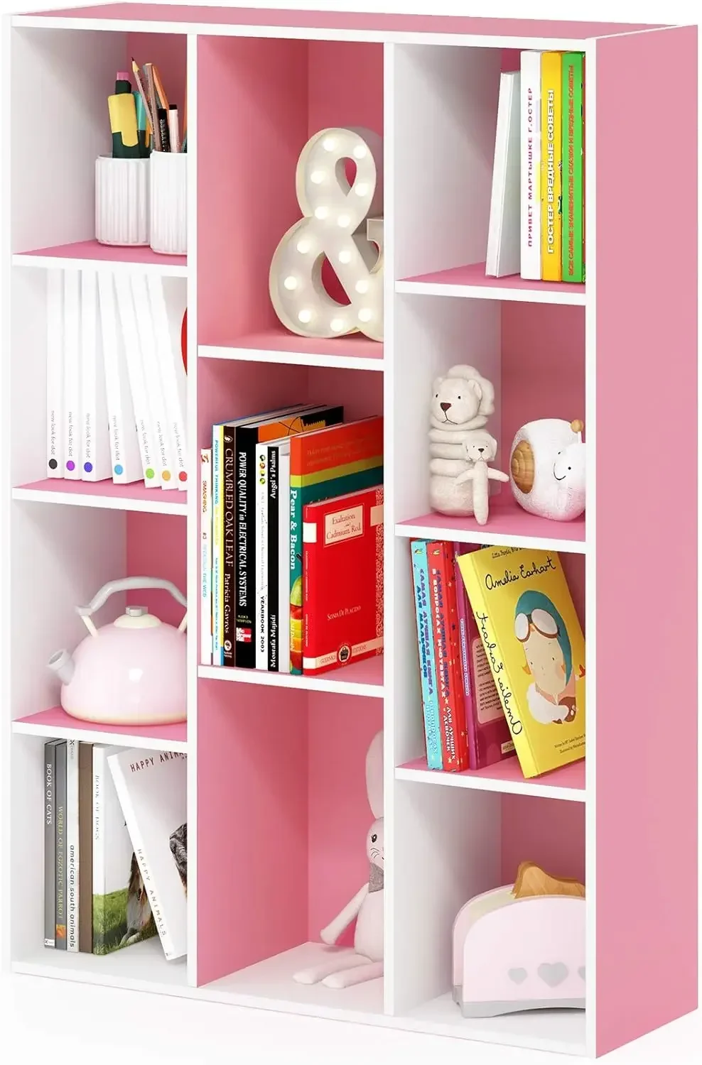 Furinno Luder Bookcase 11-Cube White/Pink