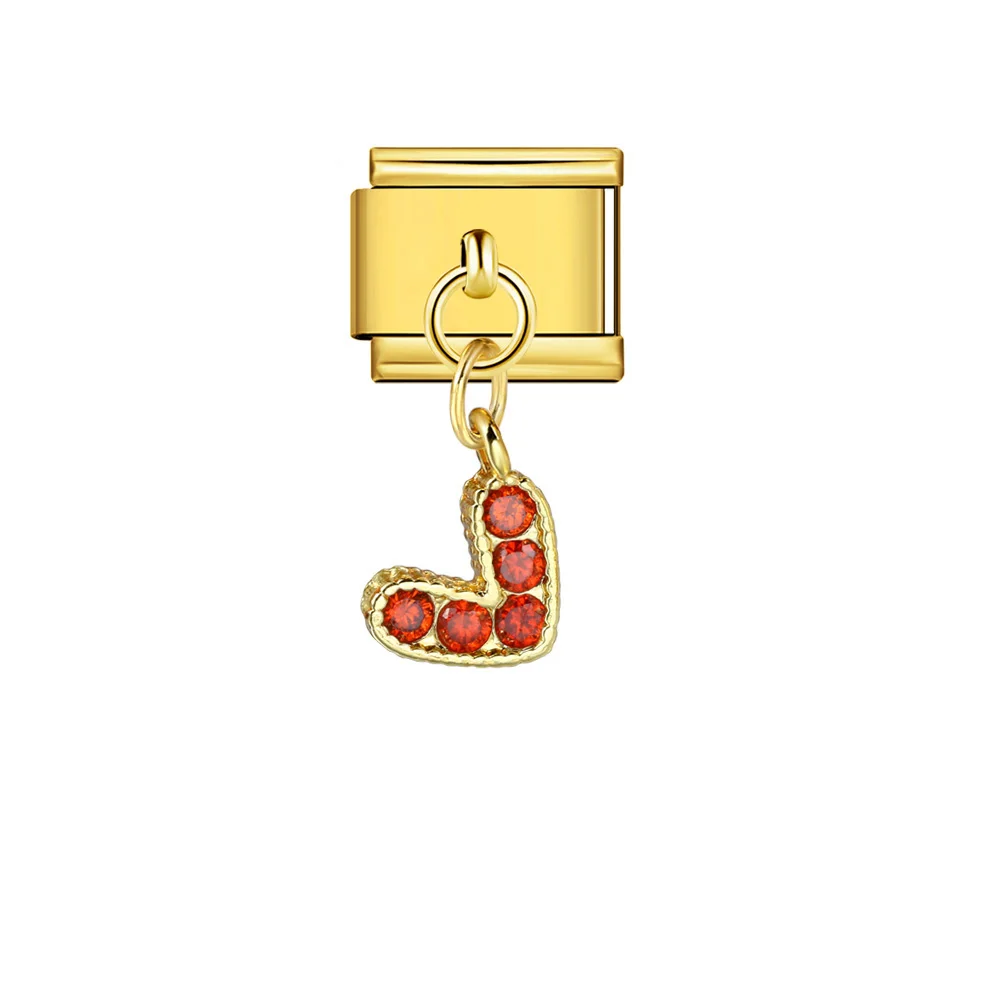 URING Klassischer Retro-Stil mit eingelegtem Zirkonia-Anhänger, Herz-Charms, italienischer Link, passend für 9 mm Edelstahl, DIY-Schmuckherstellung, Perlen – Detail 7
