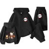 Demon Slayer Barter Children Zipper Hoodie Set Cartoon Print Autumn Winter Long Sleeve Sweatshirt Boys Girls Trend Handsome