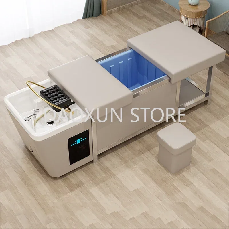 Head Spa Hair Washing Bed Luxury Makeup Lounge Fumigation Water Tank Shampoo Chair Salon Lettino Massaggio Furniture MQ50SC