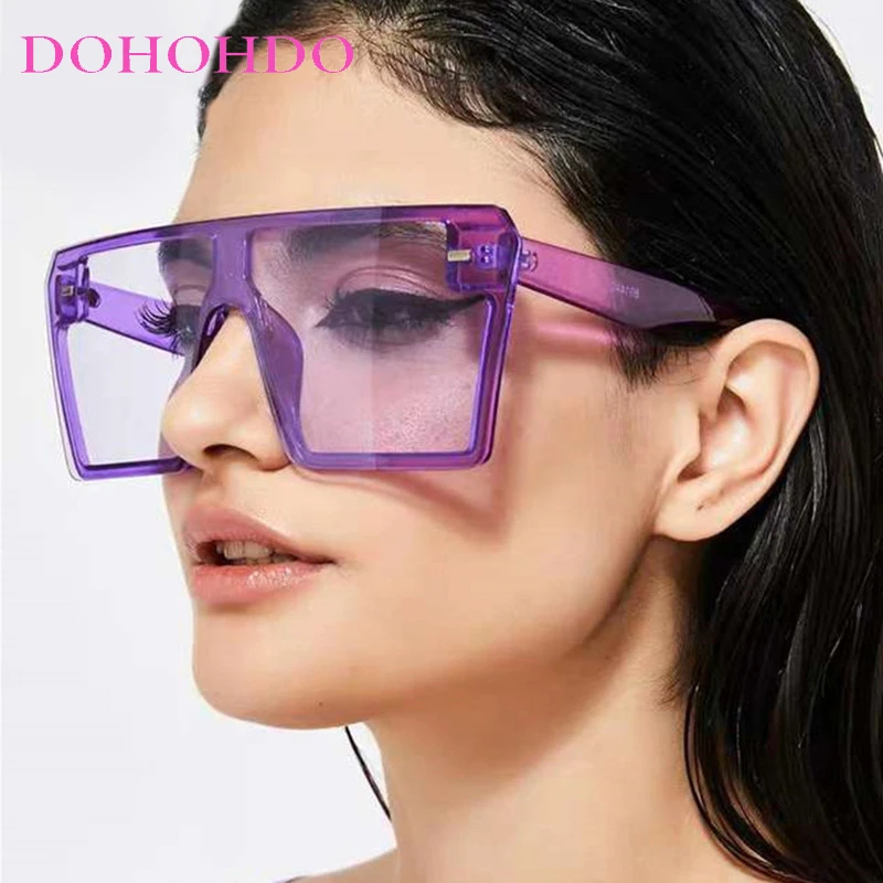 

2023 Oversized Square Sunglasses Women Luxury Brand Fashion Flat Top Red Black Clear Lens One Piece Men Gafas Shade Mirror UV400