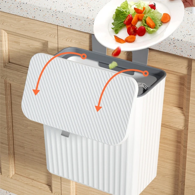 8/12L Kitchen Compost Bin for Cabinet Under Sink Wall Mounted Hanging Trash  Can With Lid Food Waste Wastebasket Garbage Can - AliExpress