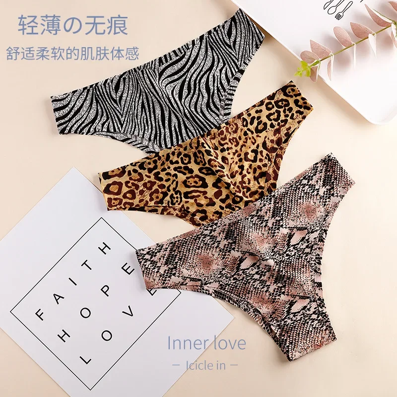 

M- 3XL Sexy Women's Panties Seamless Soft Spandex Stretchy Nylon Breathable Leopard Print Animal Print Thongs for Women