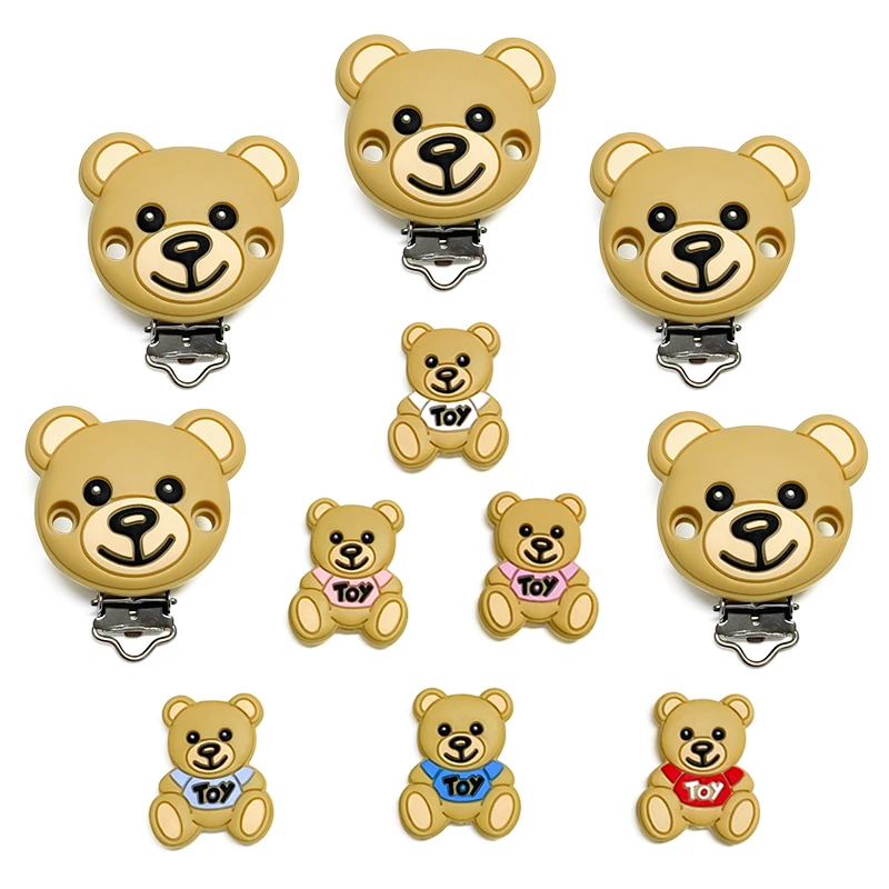 Silicone Toy Bear Pacifier Clip 10pcs Pacifier Chain Holder Soother Nursing Clips BPA Free Chain Accessories Pacifier Clip Pacifier Chain Pacifier Accessories Baby Silicone Accessories