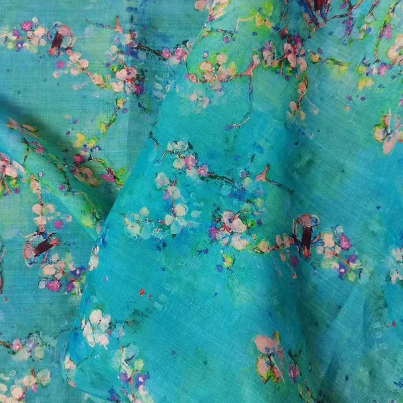 natural pure ramie women's fabric summer thin robe long skirt dress organization DIY sewing