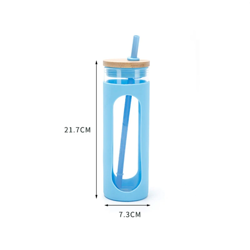 Glass Water Bottle Silicone Sleeve Straw  Silicone Borosilicate Glass Water  Bottle - Water Bottles - Aliexpress