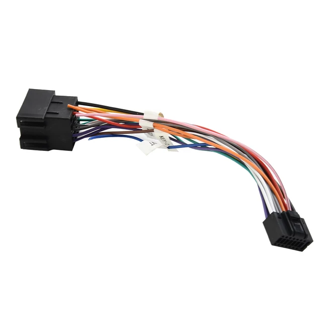 Adaptateur Branchement Autoradio, Câble Adaptateur 16 Broches avec Lignes  de Commande au Volant et Ligne de Commande Inverse pour Prise Standard ISO