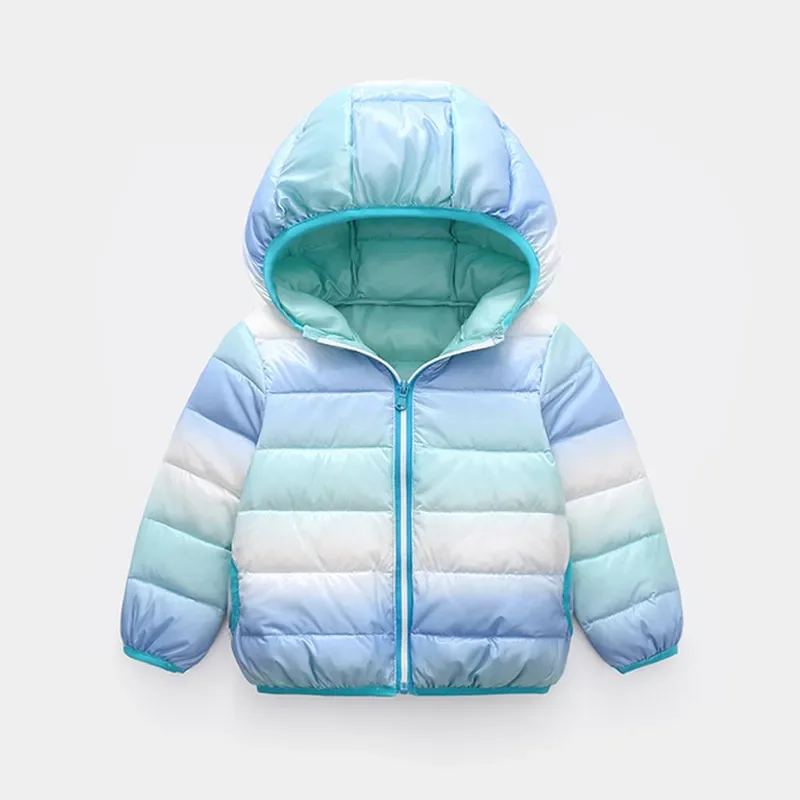 Kids White Duck Down Jackets New Autumn Winter Rainbow Light Weight Down Coats for Girls Boys Hooded Warm Child Clothes