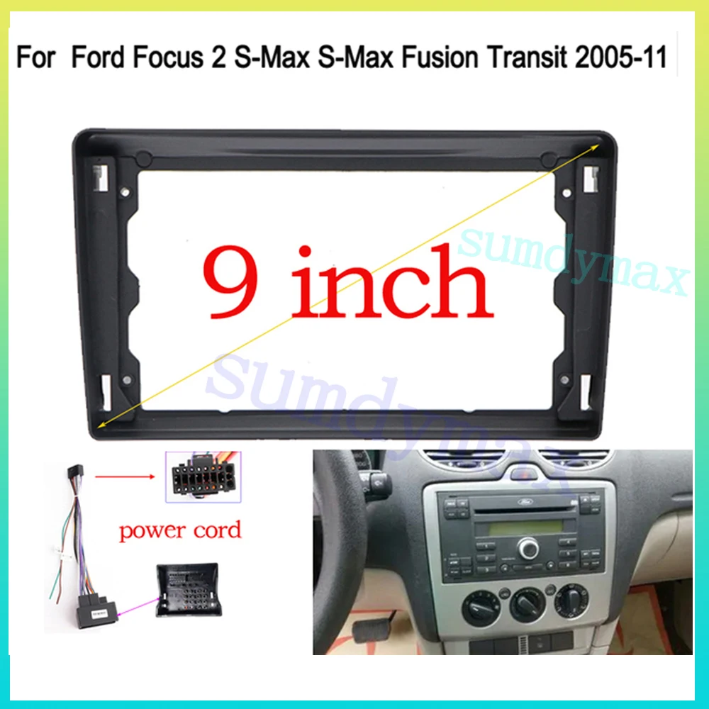 

9 дюймовая Автомобильная радиоустановка Fascia Для Ford Focus 2 S-Max Fusion Transit Fiesta 2005-2011 DVD стерео Рамка адаптер монтажная панель