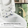One Piece Toilet with White Button12'' Rough-In Standard Bathroom Toilet Dual Flush 0.8/1.28 GPF Elongated Toilet with Soft 5