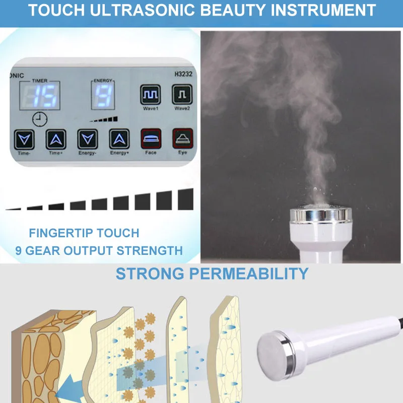 H3232 Ultrasonic Facial Massager Skin Care High Frequency Ultrasound Tightening Anti Aging Wrinkle Removal Salon Beauty Machine 3