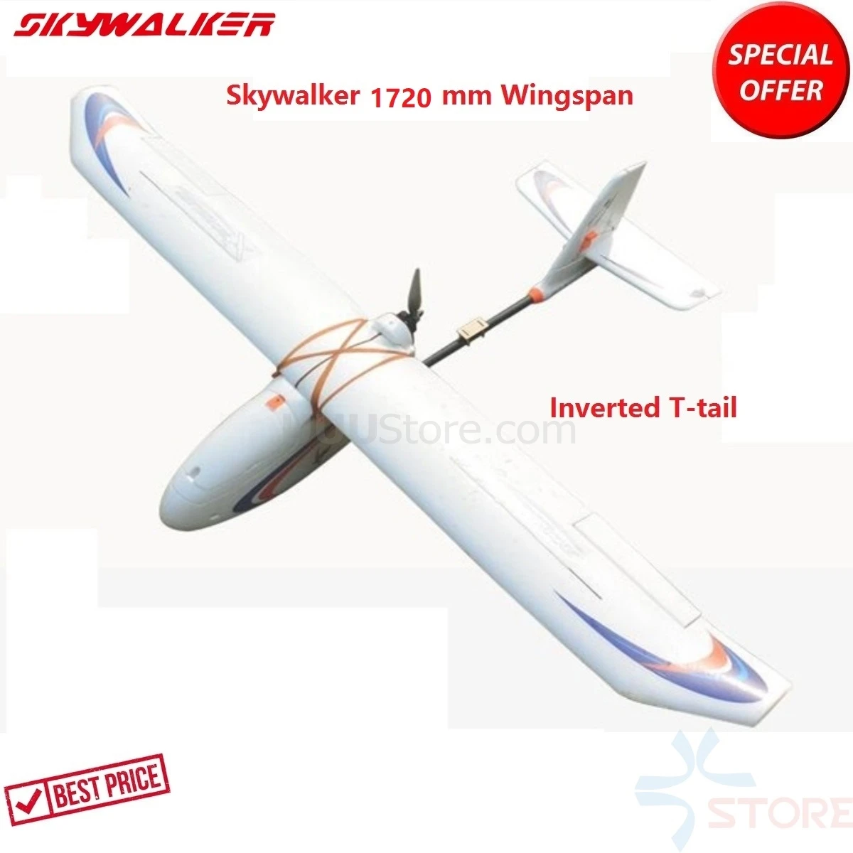 Skywalker 1720 mm Wingspan carbon fiber Inverted T-tail version Glider white FPV UAV Fixed Wing airplane RC Plane