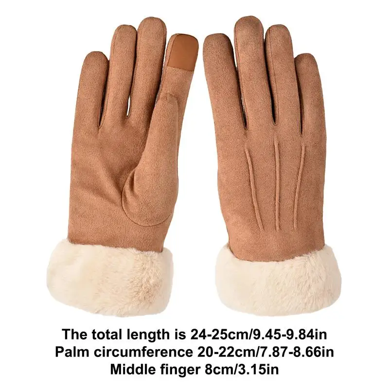 Touchscreen Cycling Gloves Cold Protection Cycling Gloves Thicken Fleece Thermal Riding For Female Outdoor Activity