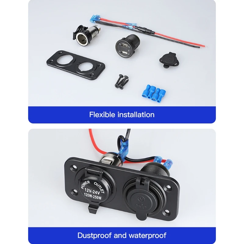 

12V-24V Controller Converter Adapter USB LED Automotive Cigarette Lighter Socket Port Outlet Cable for Power