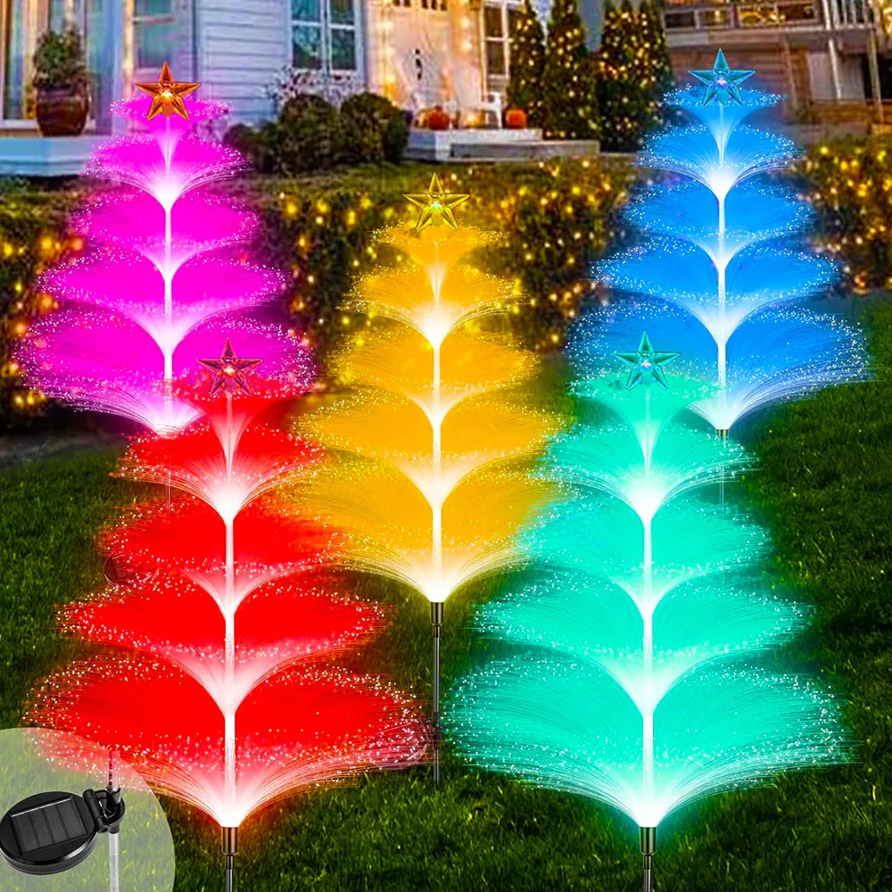 Solar Garden Lights Outdoor Waterproof 7 Color Changing Double Jellyfish and Star Christmas Yard Garden Decor solar lights solar led lights garden lighting