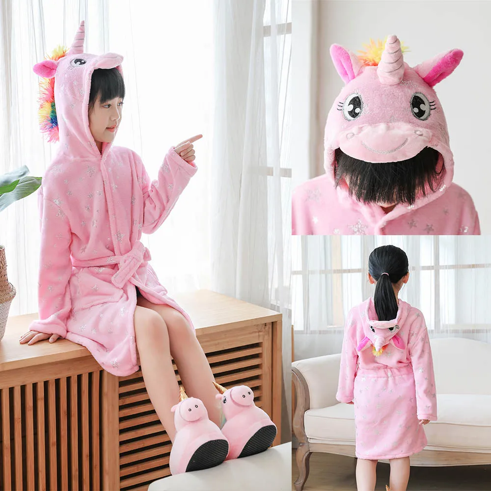 Winter Toddler Girl Bathrobe 3 to 4 5 6 7 8 9 10 11 Years Kids Pajamas for Teens Boys Warm Rainbow Children Towel Robes Homewear